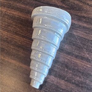 Vintage Mid-Century Cornucopia Wall Pocket Vase Baby Iridescent White Shell